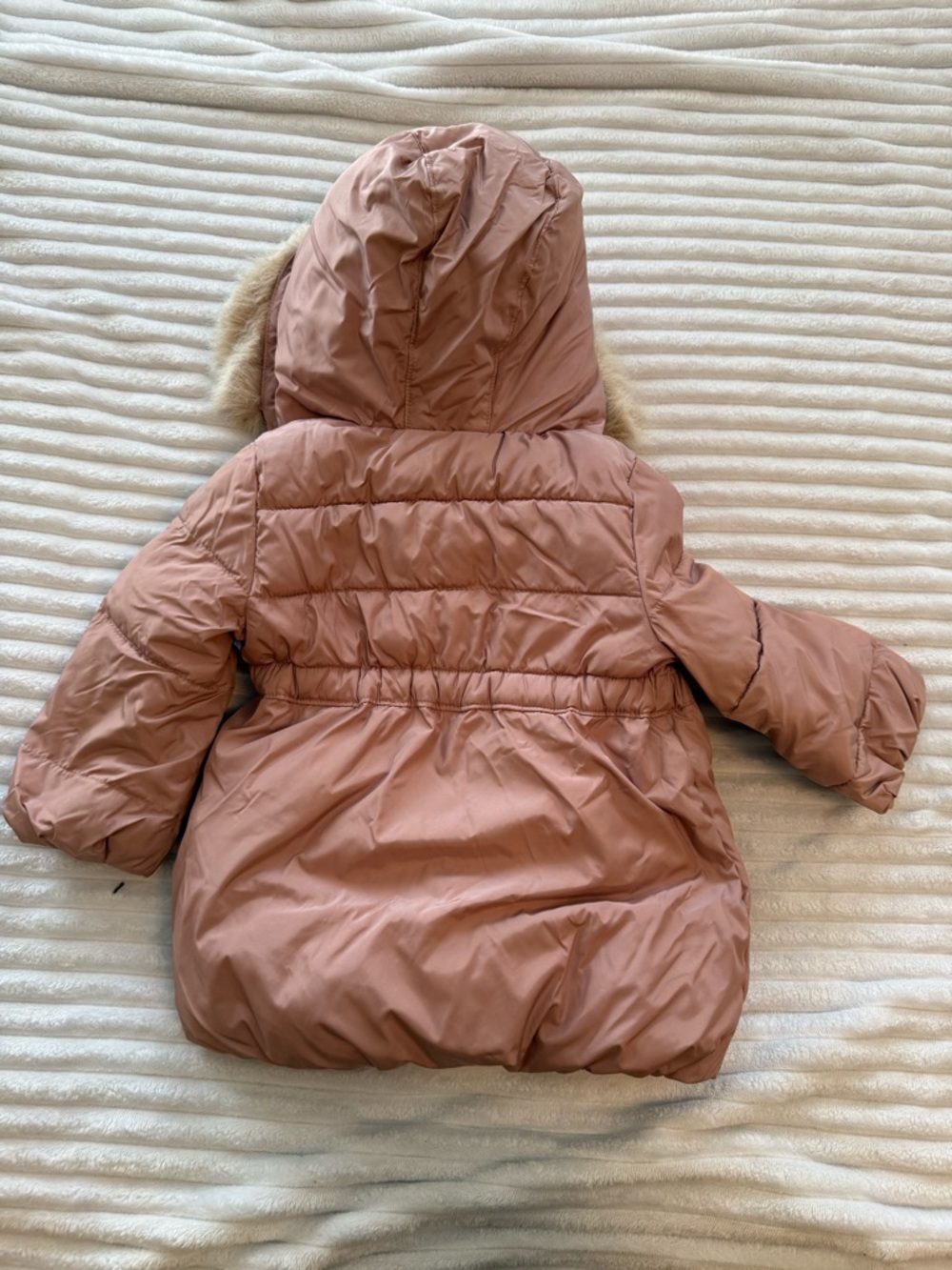 GAP Mauve Pink Puffer Jacket with Faux Fur Trim Hood - Picture 2 of 6